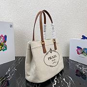 Prada linen blend and leather tote bag BG356  - 3