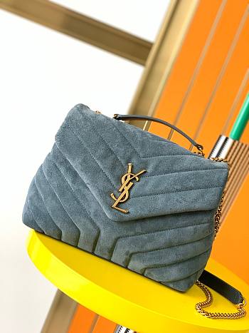 YSL Loulou Bag Y-Quilted small blue suede bag