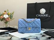 Chanel classic flap bag blue caviar leather 20cm - 1