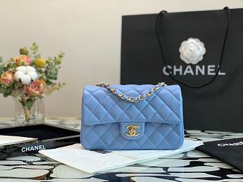 Chanel classic flap bag blue caviar leather 20cm