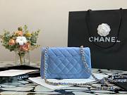 Chanel classic flap bag blue caviar leather 20cm - 6