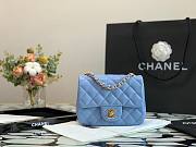 Chanel classic flap bag blue caviar leather 17cm - 1