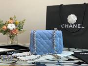 Chanel classic flap bag blue caviar leather 17cm - 4