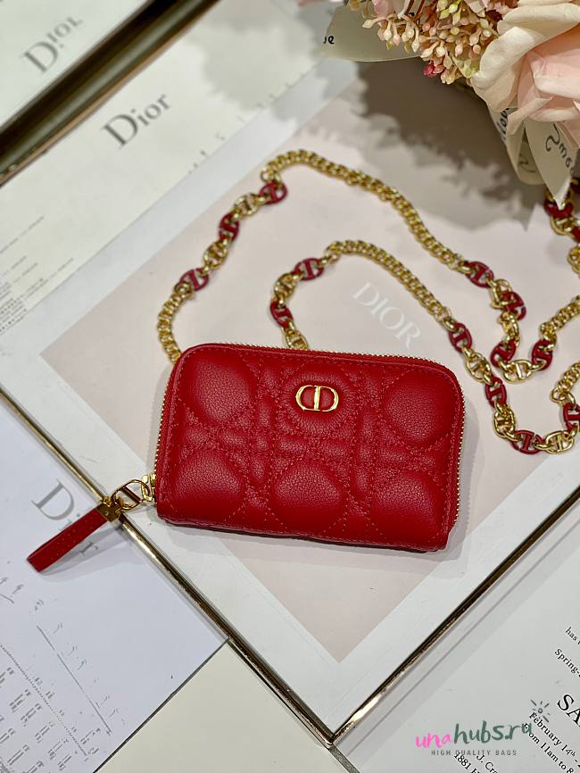 Dior caro wallet chain in red  - 1