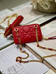 Dior caro wallet chain in red  - 4