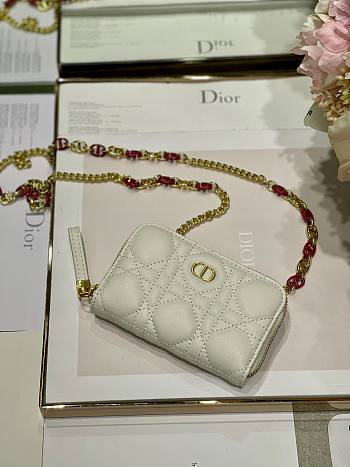 Dior caro wallet chain in white