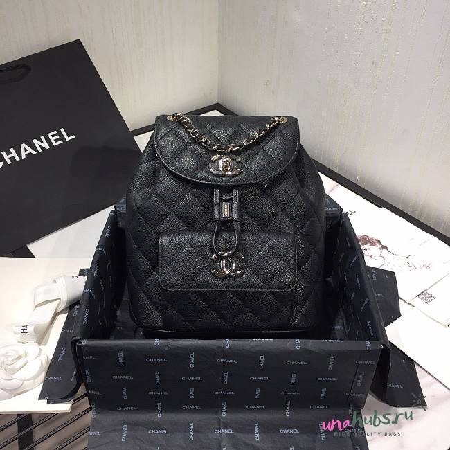 Chanel Grained Calfskin Black Backpack AS1371 - 1