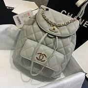 Chanel Grained Calfskin Gray Backpack AS1371 - 4