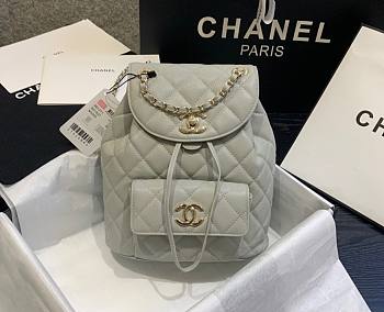 Chanel Grained Calfskin Gray Backpack AS1371