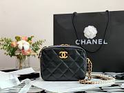 Chanel calfskin black leather with pearl chain shoulder bag - 2