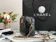 Chanel calfskin black leather with pearl chain shoulder bag - 5