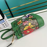 GUCCI GG Flora Small Ophidia Bucket Bag Green 616459 - 2