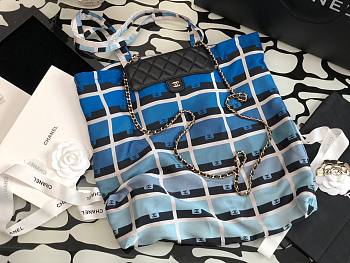 Chanel Printed Fabric Foldable Blue Shopping Bag