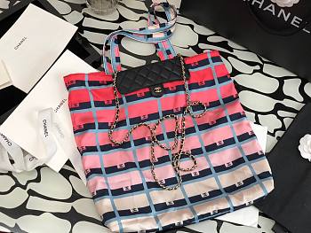 Chanel Printed Fabric Foldable Pink Shopping Bag