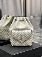 YSL Saint Laurent Joe drawstring quilted white backpack - 1