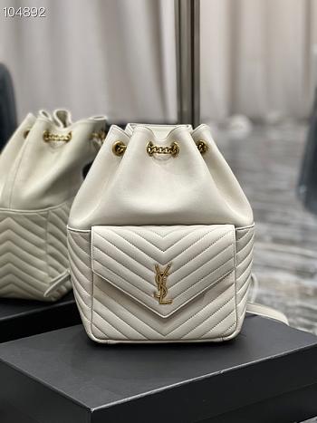 YSL Saint Laurent Joe drawstring quilted white backpack