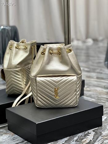 YSL Saint Laurent Joe drawstring quilted gold backpack