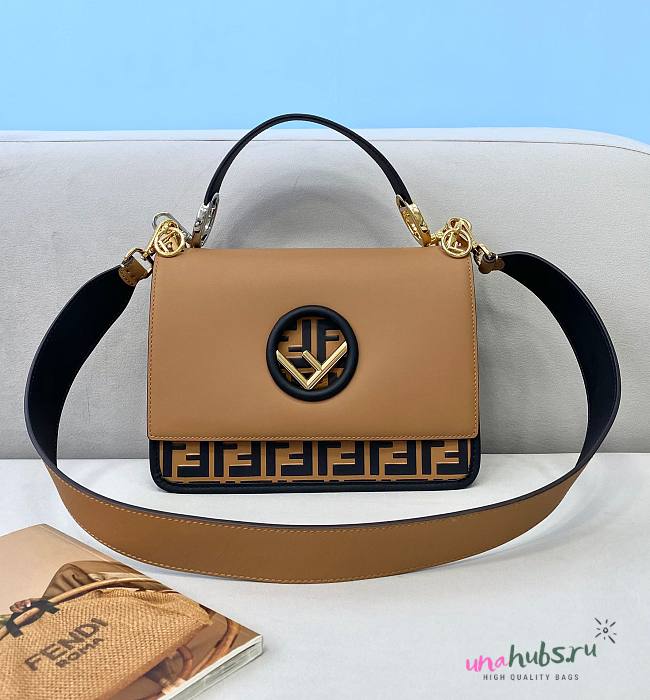 Fendi Kan I Shoulder Bag FF Brown 26cm - 1