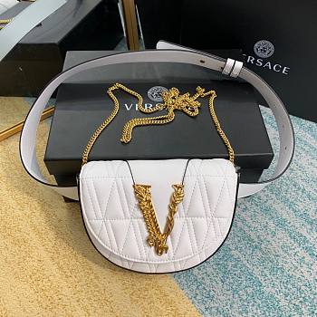 Versace V belt white leather bag 