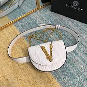 Versace V belt white leather bag  - 4