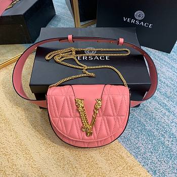 Versace V belt pink leather bag