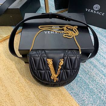 Versace V belt black leather bag