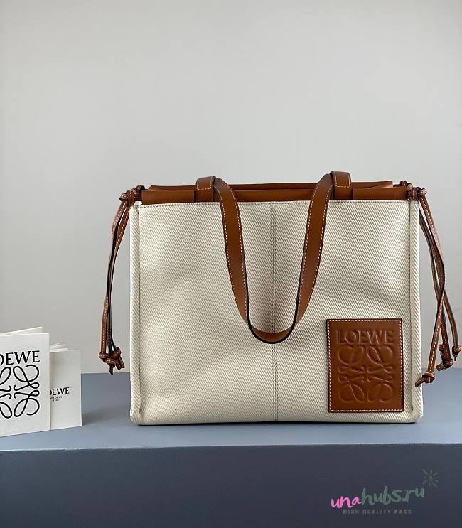 Loewe Cushion Tote in Anagram jacquard and calfskin small bag - 1