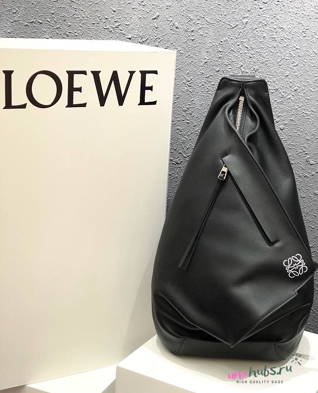 Loewe Anton grained calfskin backpack in black - 1