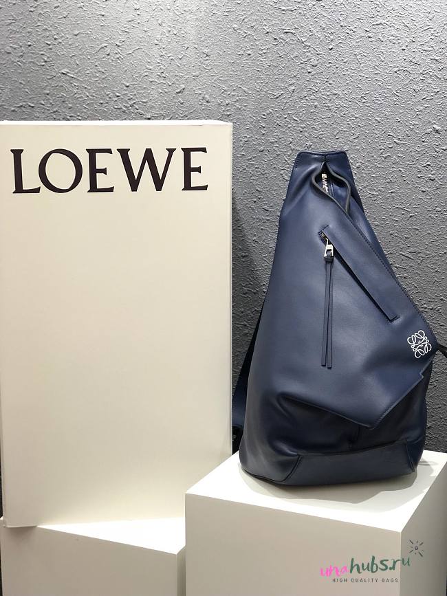 Loewe Anton grained calfskin backpack in blue - 1