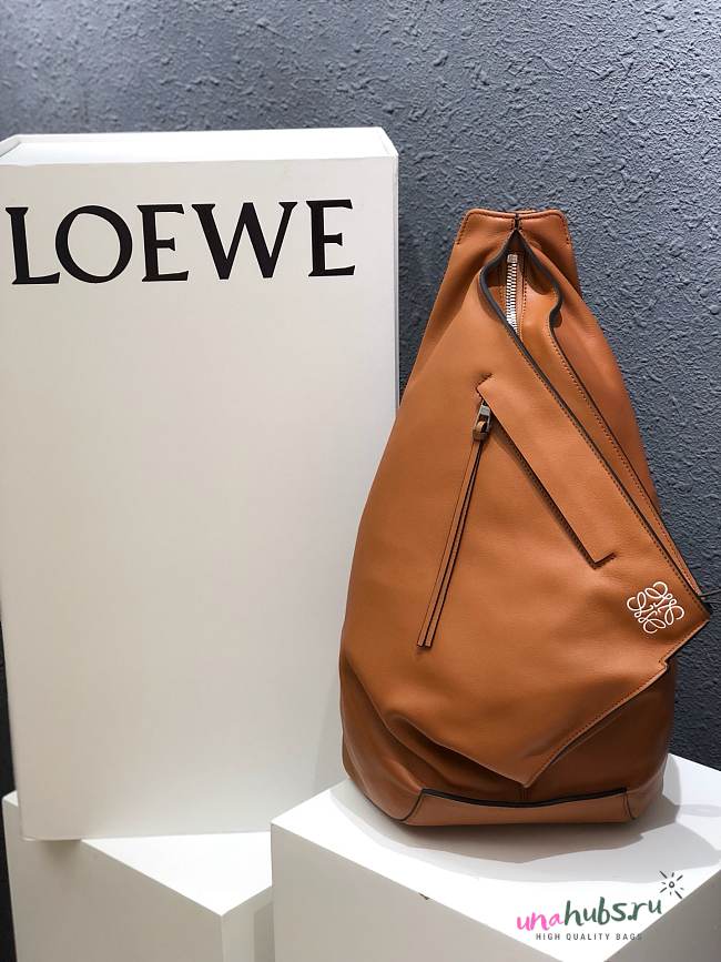 Loewe Anton grained calfskin backpack in brown - 1