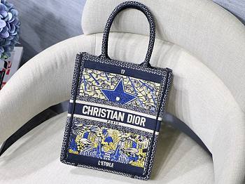 Dior mini book tote embroided blue
