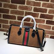 Gucci gg supreme brown velvet handle bag - 3