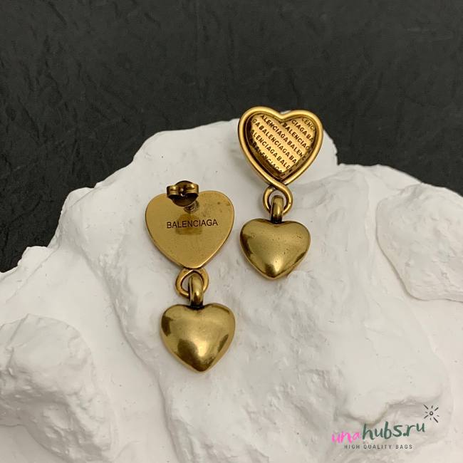 Balenciaga earings gold heart  - 1