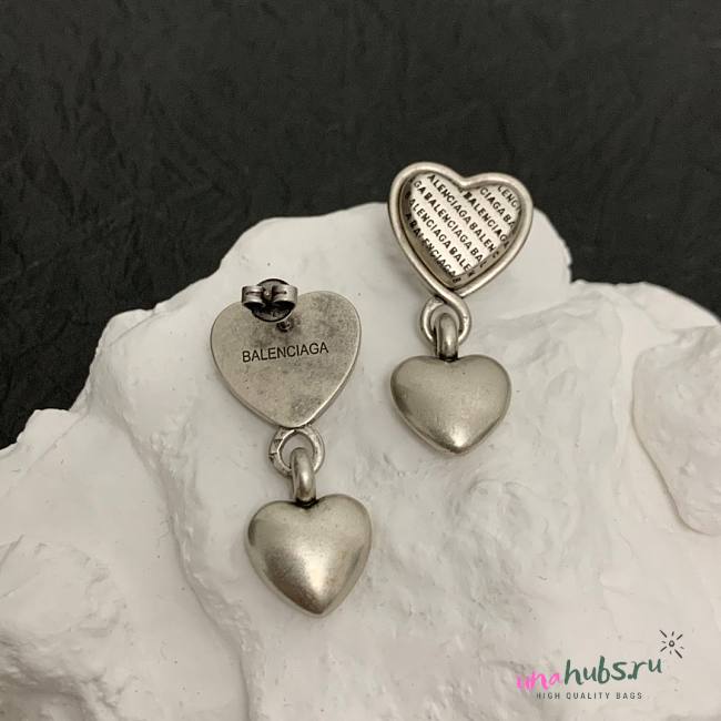 Balenciaga earings silver heart  - 1