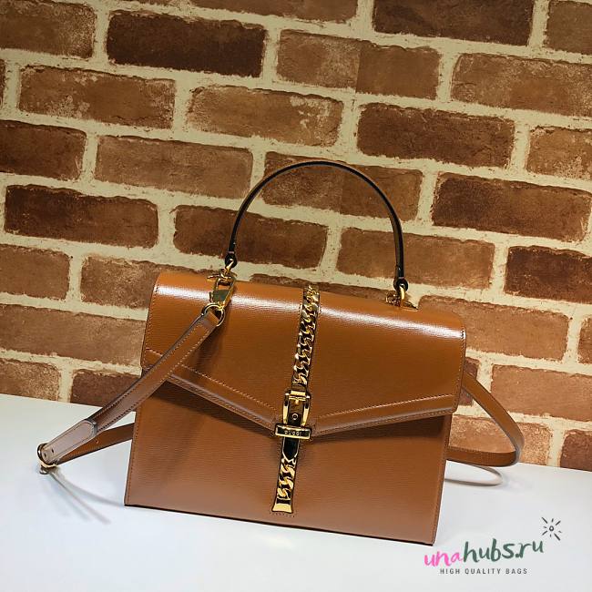 GUCCI Small Sylvie 1969 Top-Handle Brown Bag - 1