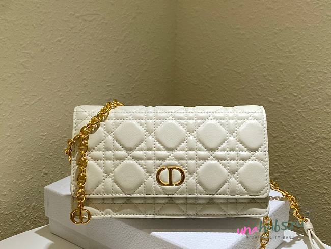 Dior caro white shoulder bag - 1