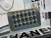  Chanel Boy Calfskin Blue Gold hardware 25cm - 6