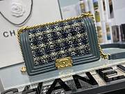  Chanel Boy Calfskin Blue Gold hardware 25cm - 5