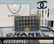  Chanel Boy Calfskin Blue Gold hardware 25cm - 1