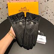 Hermes black leather gloves - 6