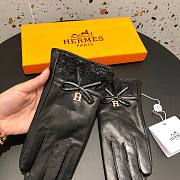 Hermes black leather gloves - 5