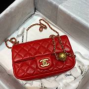 Chanel Lambskin & Gold-Tone Small Metal Flap Bag Red 20cm - 2