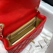 Chanel Lambskin & Gold-Tone Small Metal Flap Bag Red 20cm - 3