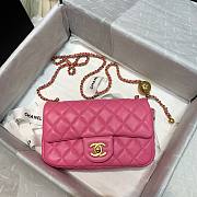 Chanel Lambskin & Gold-Tone Small Metal Flap Bag Pink 20cm - 2