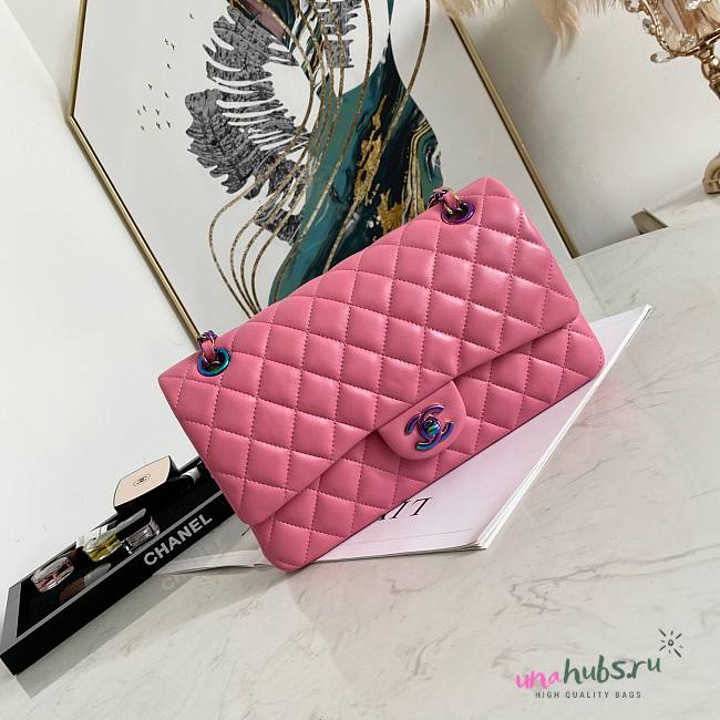 Chanel flap bag 2 tone pink bag 25cm - 1