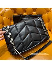 YSL LOULOU PUFFER Black Leather Silver Harware 29cm - 5