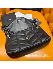 YSL LOULOU PUFFER Black Leather Silver Harware 29cm - 3