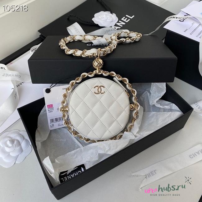 Chanel Round Chain Clutch in White - 1