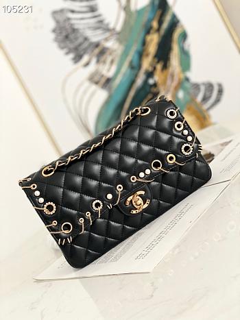 Chanel 2.55 Calfskin Flap Bag Charms 2021 in Black