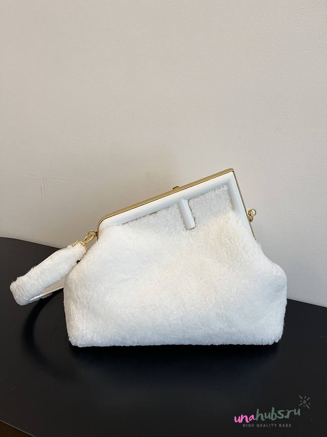 FENDI First Small Sheepskin white leather bag  - 1